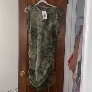 Green body con draw string sided dress